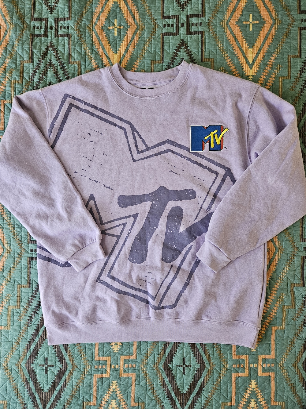 MTV Lavender‎ Crewneck Sweatshirt with Multicolor Logo Patch